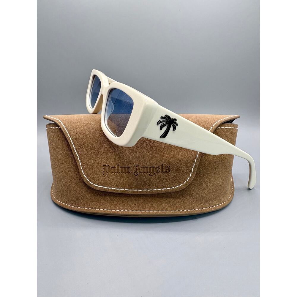 NIB Palm Angels Sunglasses - White Frame, Gradient Blue Lens - Picture 6 of 8